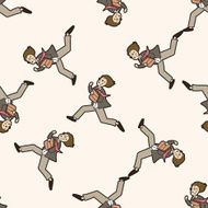 Office workers cartoon seamless pattern background N96