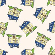 Building house cartoon seamless pattern background N79
