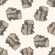 Building house cartoon seamless pattern background N81