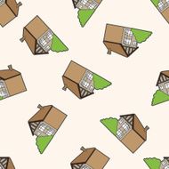 Building house cartoon seamless pattern background N84
