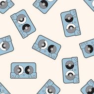 Audiotape cartoon seamless pattern background N58