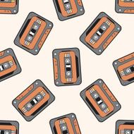 Audiotape cartoon seamless pattern background N59