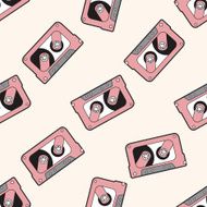 Audiotape cartoon seamless pattern background N60