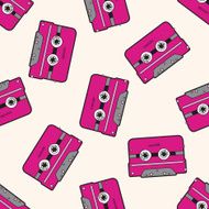 Audiotape cartoon seamless pattern background N61