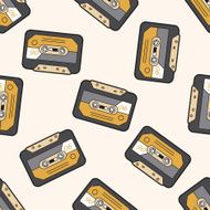 Audiotape cartoon seamless pattern background N62