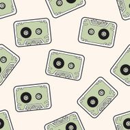 Audiotape cartoon seamless pattern background N63
