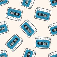 Audiotape cartoon seamless pattern background N65