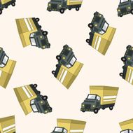transportation truck cartoon seamless pattern background N14