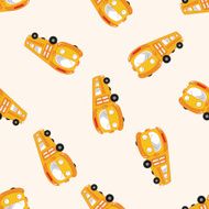 transportation bus cartoon seamless pattern background N4