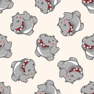 animal hippo cartoon seamless pattern background N2