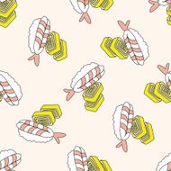 japanese food theme sushi cartoon seamless pattern background N4