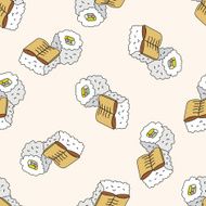 japanese food theme sushi cartoon seamless pattern background N7