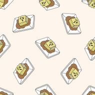 japanese food theme tofu cartoon seamless pattern background N2