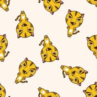 animal tiger cartoon seamless pattern background N4