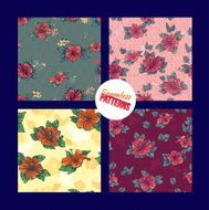 Hawaiian hibiscus seamless pattern set Aloha Seamless Background Pattern set N2
