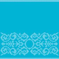 Cross stitch embroidery pattern ornament blue background