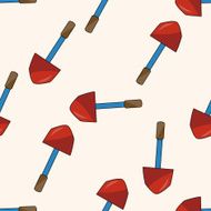 gardening shovel cartoon seamless pattern background N26