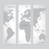 Collection vertical banner design World Map Molecule and Communication background