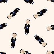 pastor and nun cartoon seamless pattern background N20