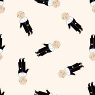 pastor and nun cartoon seamless pattern background N23