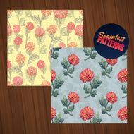 Seamless flower pattern set Summer tiny floral backgrounds on wood