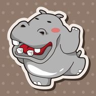animal hippo cartoon theme elements N12