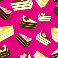 Delicious Cakes on Pink Background Seamless Pattern