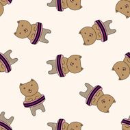 animal cat summer cartoon seamless pattern background