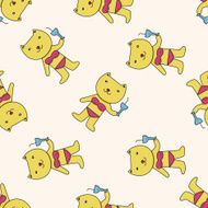 animal cat summer cartoon seamless pattern background N2