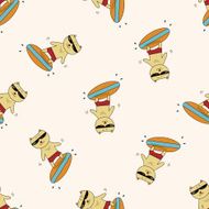 animal cat summer cartoon seamless pattern background N3