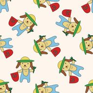 animal dog summer cartoon seamless pattern background N2