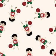 basketball player cartoon seamless pattern background N53