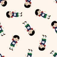 basketball player cartoon seamless pattern background N58