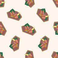 Japanese food sashimi cartoon seamless pattern background N3