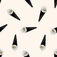 Japanese food sushi cartoon seamless pattern background N13