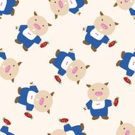 Three Little Pigs cartoon seamless pattern background N4