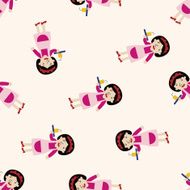 waitress cartoon seamless pattern background