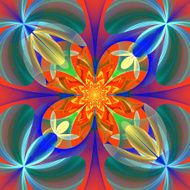 Symmetrical pattern of the flower petals Blue and orange palette N2