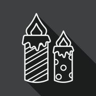 Candle flat icon with long shadow line N2