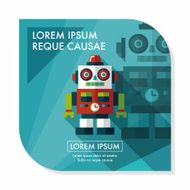 vintage robot flat icon with long shadow eps 10 N17