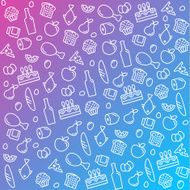 pattern icons line outline food and products in flat style