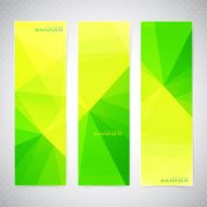 Vertical Polygonal Set of Banners in green and yellow Backgrounds