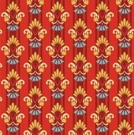 Floral striped pattern on a red background