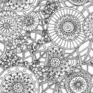 Seamless floral doodle black and white background pattern in vector N3