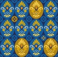 Floral blue pattern in ovals and circles
