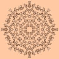 Round brown ornate pattern on beige background