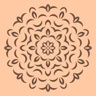 Round brown flower pattern on beige background