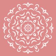 Round white flower pattern on pink background N2
