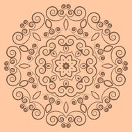 Round lacy brown pattern on beige background