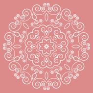 Round lacy white pattern on pink background